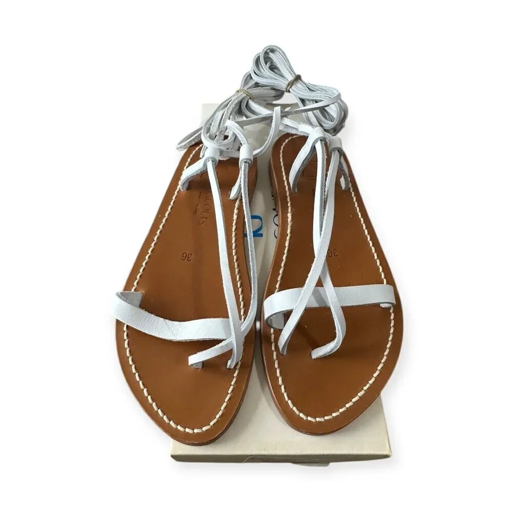 K JACQUES St Tropez‎ Venise Flip-Flops in Gold Leather, Size 36 EU